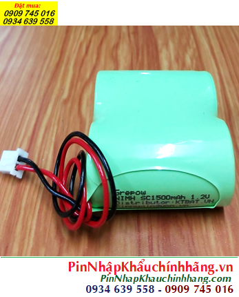 Pin đèn Exit thoát hiểm 2.4v-SC1500mAh, Pin đèn Sự cố khẩn cấp 2.4v-SC1500mAh, Pin GREPOW 2.4v-SC1500mAh chính hãng 